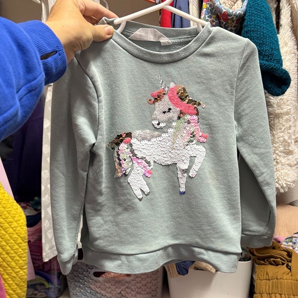 H&M Kids Unicorn Sequin Sweatshirt - Light Gray